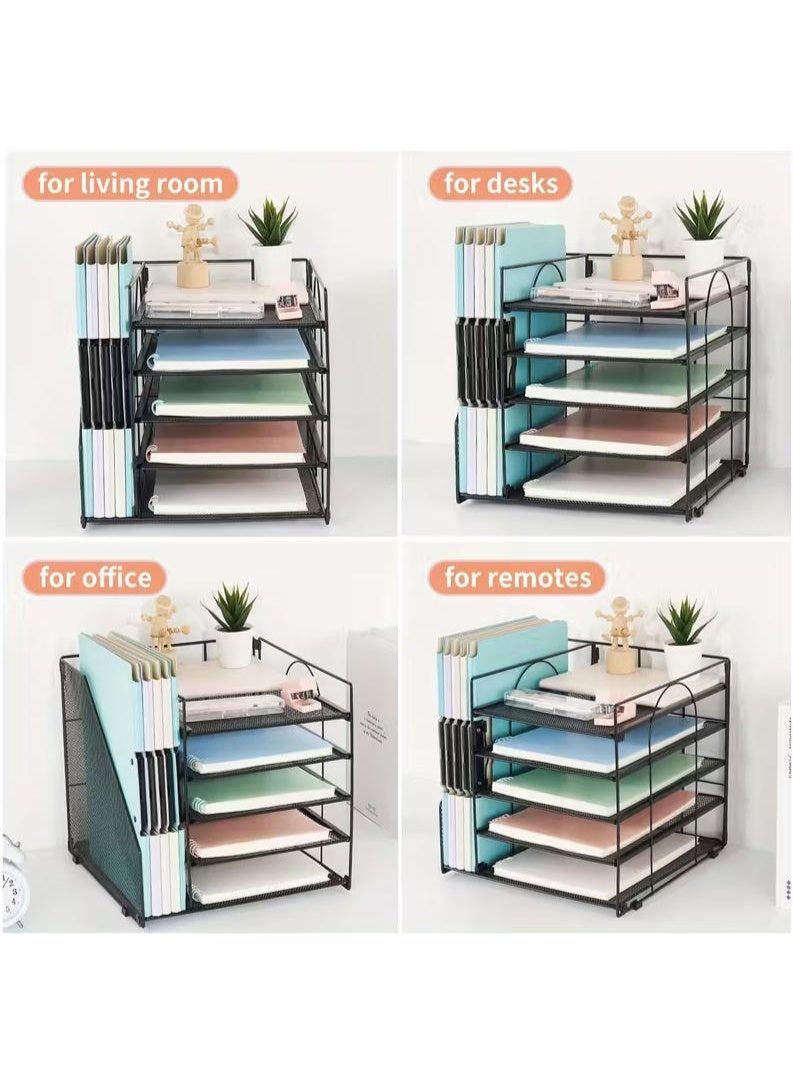 ZERIFAM Organizer with File Holder,Desk Organizers and Accessories,Organizer for Office Supplies and Accessories 5-Tier Paper Letter Tray,esktop Organizer for Office Supplies (Black) - Image 5